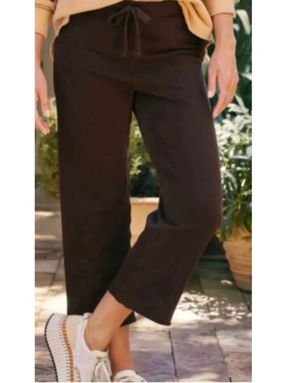Frank & Eileen Catherine Wide-Leg Sweatpants Irish Chocolate Brown Size M New